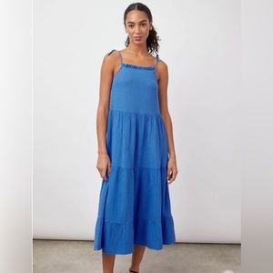 NWT Rails Valeria Tiered Gauze Midi Dress in Palace Blue -XS